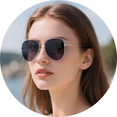 Imagem de Óculos de sol aviador para homens e mulheres, várias opções de estilos de cores, armação unissex para viagens, viagens ao ar livre, lazer, Armação prateada preta