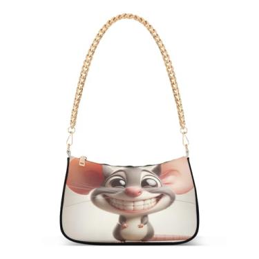 Imagem de Linda bolsa de ombro com corrente bege, bolsa artística, bolsa Hobo versátil para mulheres