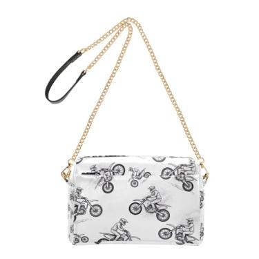 Imagem de Bolsa tiracolo feminina bolsa para celular linda bolsa de ombro de couro PU alça de corrente legal motociclistas de motocross preta