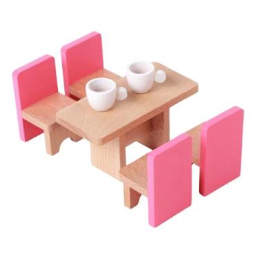 Imagem de Esquirla Conjunto de Móveis de Madeira para Casa de Bonecas - Brinquedo de Faz-Tudo - Móveis em Miniatura para Bonecas - Presente de Aniversário para Meninos e, Sala de Jantar