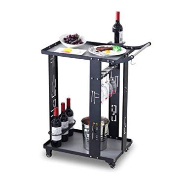 Imagem de Os suportes de cozinha podem ser movidos para o chão com um pequeno carrinho de rodas multifuncional hotel restaurante entrega de refeições carrinho de chá de vinho (especificações pretas: 840 670 373