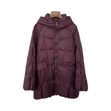 Imagem de Jaqueta Feminina plus Size Branca Com Capuz De Pena De Pato, Casaco Pu