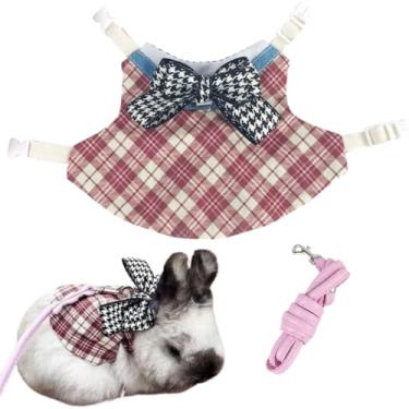 Imagem de Conjunto de roupas e coleira de coelho para animais de estimação, roupas fofas de estilo escolar à prova de fuga, adequado para coelhos, porquinhos-da-índia, furões e outros animais pequenos (gravata