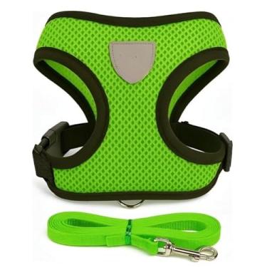 Imagem de Colete e Peitoral com Guia para Cães e Gatos – Ajustável, Refletivo e Confortável, Ideal para Passeios Seguros(Modelo 2 - Peitoral Verde,G (L))