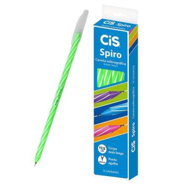 Imagem de Caneta Cis Spiro 0.7 mm Ponta Fina Esferográfica 12 Unidades, Verde