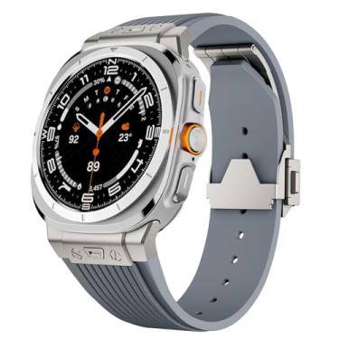 Imagem de KKFAUS Para Samsung Galaxy Watch Ultra Strap 47 mm Acessórios Fluororubber Sport Pulseira para Galaxy Watch 7 Ultra Watchbands (cinza)