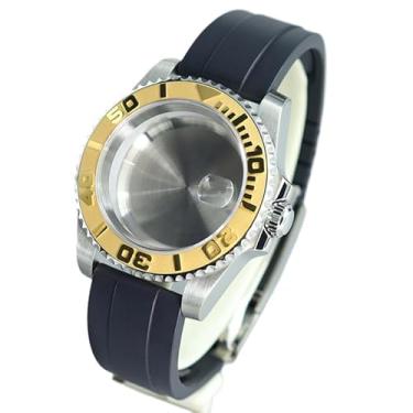 Imagem de FEIYASHI Caixa de relógio de aço à prova d'água de 40 mm vidro safira para NH35 NH34/36/38 Miyota8215 ETA2824 relógio estilo iate movimento, Tampa inferior sólida 5, For NH35 34 36 38 Movement, Caixa