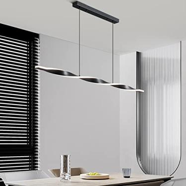 Imagem de Luminária pendente LED para mesa de jantar, preta, com intensidade regulável, controle remoto e altura ajustável. Luminária pendente moderna para escritório, sala de jantar, sala de estudos,