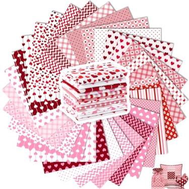 Imagem de Tatuo 30 peças de tecido de algodão 25,5 x 25,4 cm, quadrados, retalhos, tecido floral, costura, conjuntos de acolchoados, tecido de padrão sortido para fazer scrapbook DIY (Dia dos Namorados)
