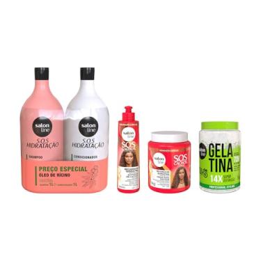 Imagem de Kit Shampoo e Condicionador Litrão SOS Hidratação + Gelatina Definição #todecacho + Creme para Pentear e Ativador de Cachos SOS Cachos