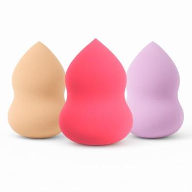 Imagem de Kit Com 3 Esponjas De Maquiagem Premium Textura Macia Expansão Ao Molhar Acabamento Profissional Para Base Corretivo E Contorno - Uso Seco E Úmido (Cores Sortidas)