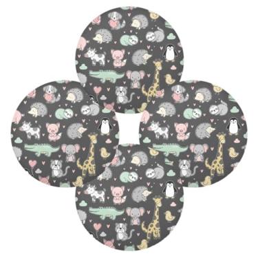 Imagem de Wassud Jogo americano conjunto de 4 tapetes de mesa redondos de animais brincalhões para cozinha e jantar tapetes laváveis resistentes ao calor decoração de mesa 39 cm