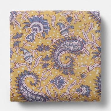 Imagem de Tecido 100% algodão estampado à mão - Parafuso de algodão indiano macio e respirável para costura e acolchoamento - 10 jardas-amarelo-(BPF-220-10)