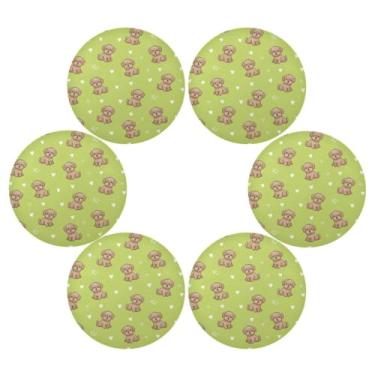 Imagem de Wassud Jogo americano conjunto de 6 tapetes de mesa redondos marrons para cozinha e jantar tapetes laváveis resistentes ao calor decoração de mesa 39 cm