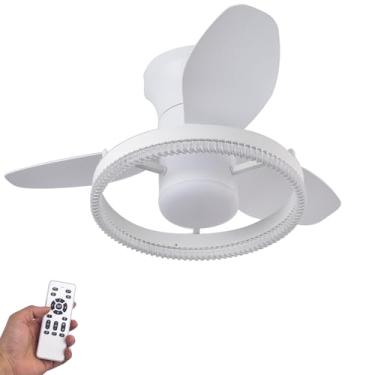 Imagem de Ventilador de teto de 65 cm com luz e controle remoto, 6 velocidades reversíveis, ventilador com lâmpada LED de 56 W silencioso, ventilador de teto com luz, moderno, adequado para quarto inf