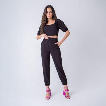 Imagem de Conjunto susie cropped e calça jogger feminino - Susie Modas, Preto, M