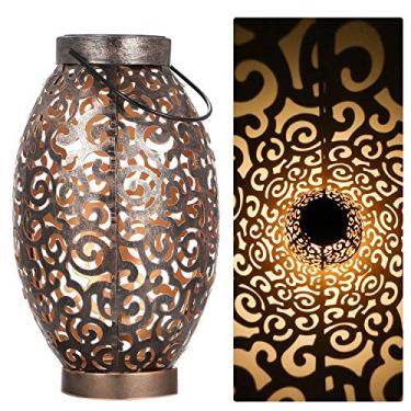 Imagem de Lâmpada Decorativa Solar de Jardim Retro Lanterna Sombra Recortada Iluminação Paisagem Suspensa Led Econômica em Energia Auto On Sensor Decorativo