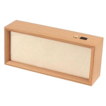 Imagem de predolo Luminária de mesa retangular com luz ambiente para quarto, abajur de cabeceira, iluminação para prateleira e sala de estar, Marrom Claro