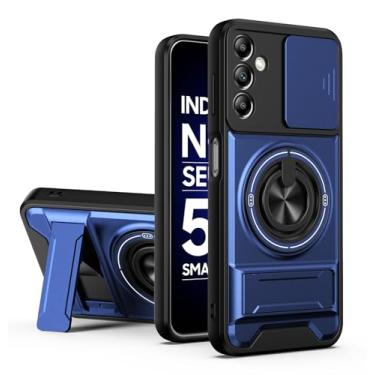 Imagem de SORAKA Capa para Samsung Galaxy A14 5G com suporte,proteção de lente com janela e capa dupla de PC e TPU compatível com suporte magnético para carro