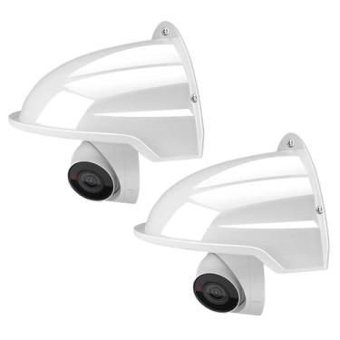 Imagem de JOYNANO Capa universal para câmera de segurança solar e chuva – teto protetor à prova de intempéries para câmeras externas, campainhas e muito mais (2 brancas)