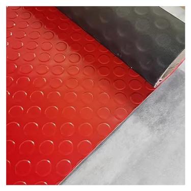 Imagem de Tapete de plástico multicolorido de 2,2 mm de espessura com aderência para moedas - Protetor de garagem resistente a água e manchas, rolo de borracha cortável (vermelho, 1,5 x 5 m) para uso em casa