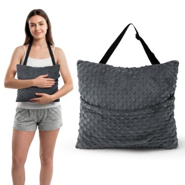 Imagem de okmaba Travesseiro de histerectomia com alça ajustável e bolso para bolsa de gelo, suporte abdominal quadrado para cesariana, recuperação de hérnia e abdominoplastia, travesseiro pós-cirurgia mãos