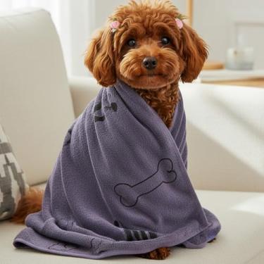 Imagem de Toalhas de banho para animais de estimação de 60 x 100 cm/24 x 40 pol, toalhas de banho de microfibra de secagem rápida para cães e gatos