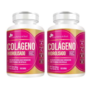 Imagem de Kit 2x Colágeno Hidrolisado Vitaminas A C E D 60 Capsulas 400mg Flora Nativa-Unissex