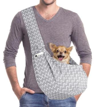 Imagem de Mochila para cães pequenos, reversível, com 2 bolsos, para caminhadas, metrô e viagens (cinza claro)