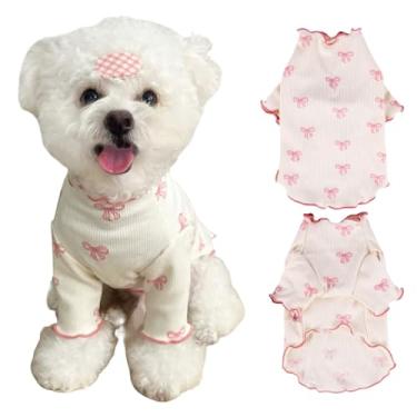 Imagem de Yoolhamy Roupas para cães pequenos extrapequenos primavera verão vestido fofo macio e respirável para chihuahua Shih Tzu Yorkshire filhotes gatos (rosa, 2GG)