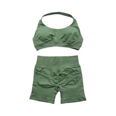 Imagem de Conjunto De Top E Shorts Sem Costura De Cintura Alta Para Academia, Ro