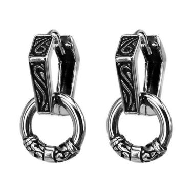 Imagem de Brincos De Argola Góticos Masculinos Com Caveira, Hipoalergênicos, Joi