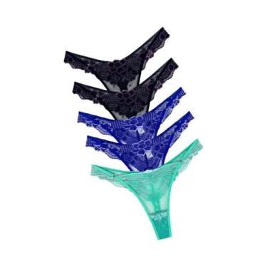 Imagem de Conjunto De G-string Floral De Renda De Cintura Baixa Para Mulheres 5 