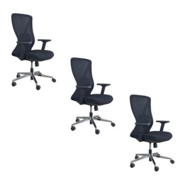 Imagem de Kit 3 Cadeiras Presidente Oficial Comfort Work Sem Apoio - Oficial Web