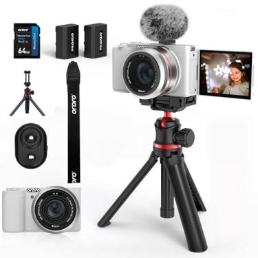 Imagem de ORDRO Câmeras Digitais 5K Para Fotografia - Câmera Criadora De Conteúdo De Viagem De 64 Mp Com Zoom Óptico De 12X E Câmera Para Vlogs No Youtube Com Tela Flip, Microfone E Tripé, Cartão De Memória D