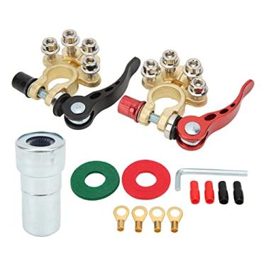 Imagem de Cryfokt Terminal de Bateria de Latão de 4 Vias para Cabo de Bateria de Barco de Carro de Desconexão Rápida - Aplicação Universal para Postes SAE JIS Tipo A - 2 Unidades