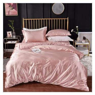 Imagem de Jogo de cama de cetim raiom de alta qualidade para casa, conjunto de capa de edredom de casal solteiro de luxo king size, sem lençóis, cama de luxo em uma bolsa (H King Size 3 peças)