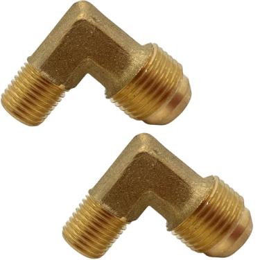 Imagem de 2 peças adaptador de cotovelo de 90 graus, alargador x macho NPT latão encaixe para linha de óleo combustível de ar da CX WONDERLAND (1/5.1 cm flare x 1/10.2 cm NPT macho)