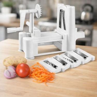 Imagem de Ralador Queijo Cortador Espiral 5 Lâminas Verduras Legumes - A Casa da