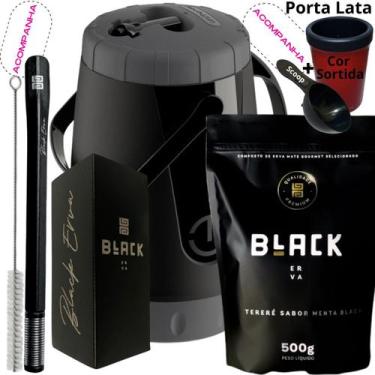 Imagem de Kit Completo Tereré Black Erva Mate Garrafa térmica Unitermi Copo Inox
