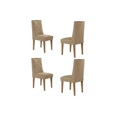 Imagem de Cadeira de Cozinha Pietá Kit 4 Un Naturalle/Suede Creme - Rufato