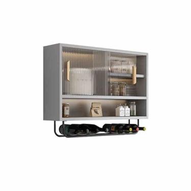 Imagem de Armário de parede de liga de alumínio com portas de vidro – Armazenamento de especiarias versátil para cozinha, banheiro e quarto – Design de metal durável, organizador que economiza espaço