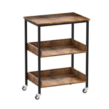 Imagem de Carrinho utilitário Carrinho utilitário de cozinha com rodízio 3 camadas sobre rodas, ilha e carrinhos para sala estar
