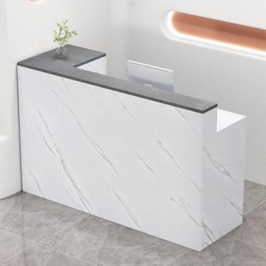 Imagem de Mesa de recepção moderna com gavetas trancáveis, balcão compacto, ideal para escritório ou espaço de varejo, design que economiza espaço (configuração direita, 100 cm)