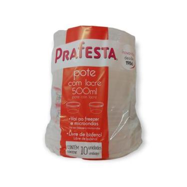 Imagem de Pote Redondo Freezer e Microondas 500ml com Lacre Prafesta com 10 unid