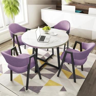 Imagem de Conjunto de mesa e cadeira de clube de recepção de escritório, mesa de negociação, mesa de centro com cadeira, pequenas mesas de conferência, conjunto de mesa de jantar para 4 (cor: 16, tamanho: 31,4