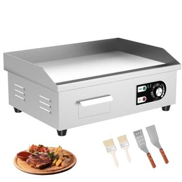 Imagem de HTTSICHI Chapa elétrica comercial de 45 cm – Chapa elétrica de ferro fundido com material de aço inoxidável e antiaderente, chapa comercial de 110 V com placa de ferro de 0,6 cm de espessura para uso