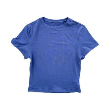 Imagem de Camiseta De Yoga Feminina De Cor Sólida, Manga Curta, Macia, Respiráve