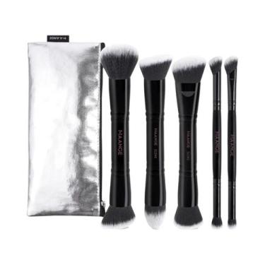 Imagem de Pincéis De Maquiagem De Ponta Dupla 5 Peças Para Base, Corretivo E Cre