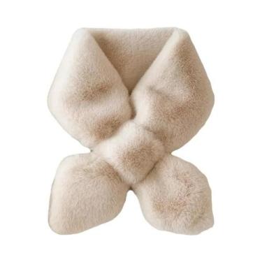 Imagem de Cachecol Feminino Grosso E Quente Com Gola De Pele Sintética De Coelho